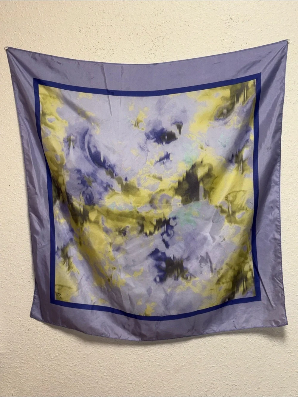 New York & Company Lavender, Yellow & Blue Abstract Silk Scarf